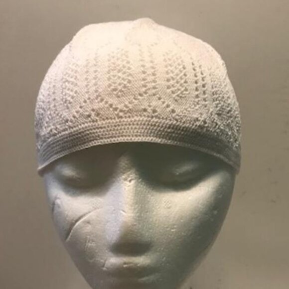 Turkish Knit Cotton Kufi Mercan Skull Cap White - Picture 1 of 2